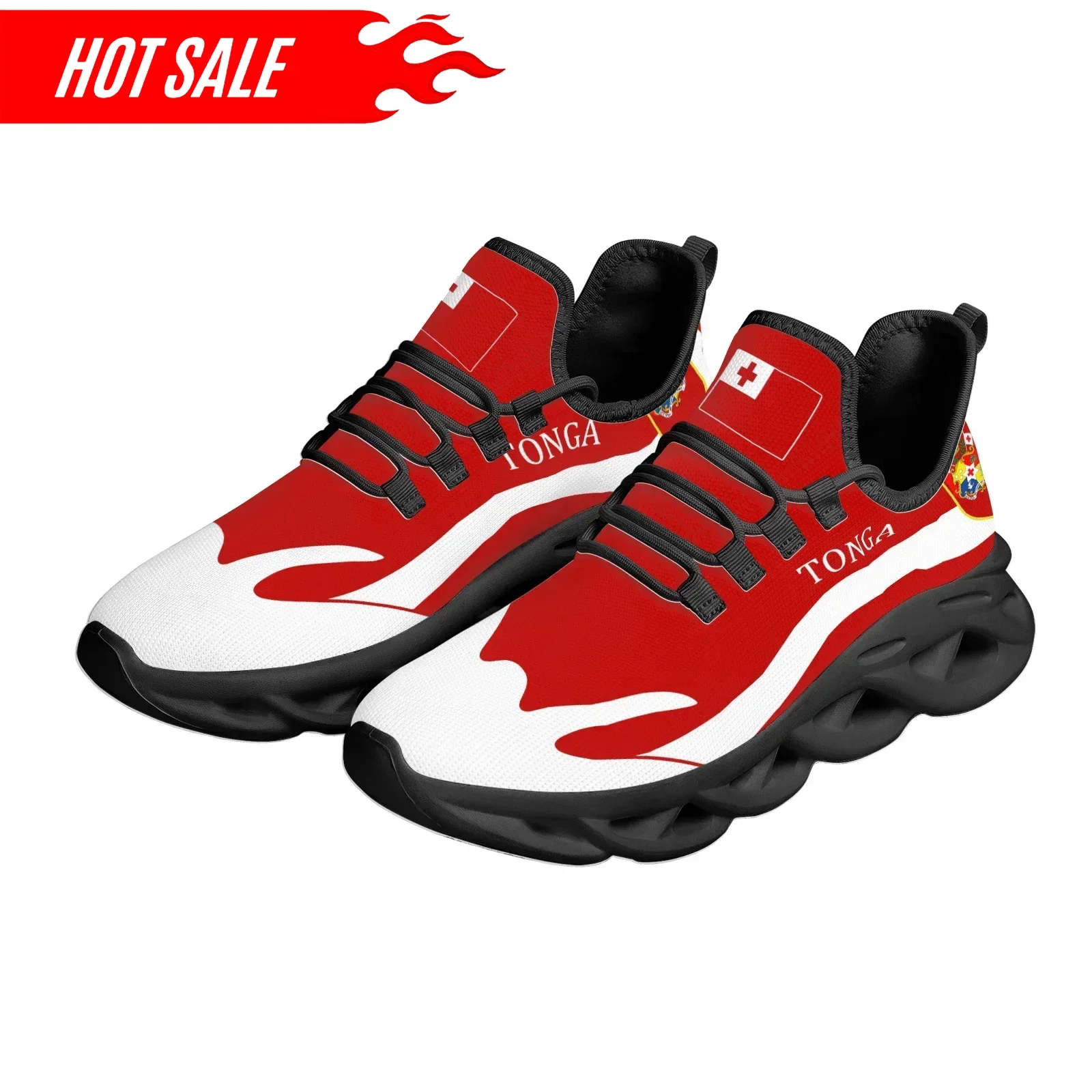 Men Shoes Red Bottom - Rote Trendige Tonga-Nationalflaggen-Design Schuhe mit Nationalemblem-Aufdruck