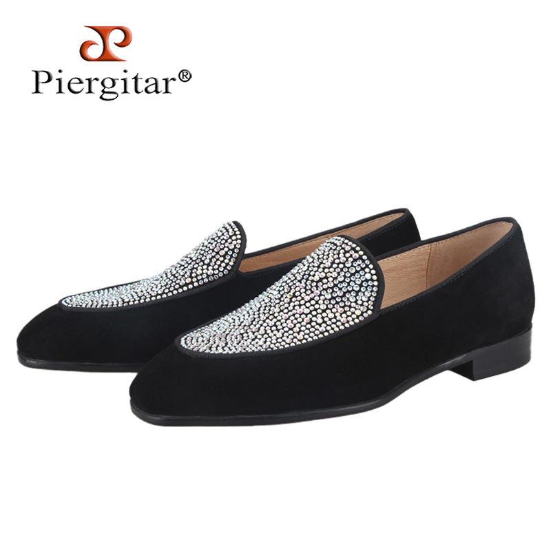 Men Shoes Red Bottom - Piergitar Handgemachte Schwarz Wildleder Männer Müßiggänger