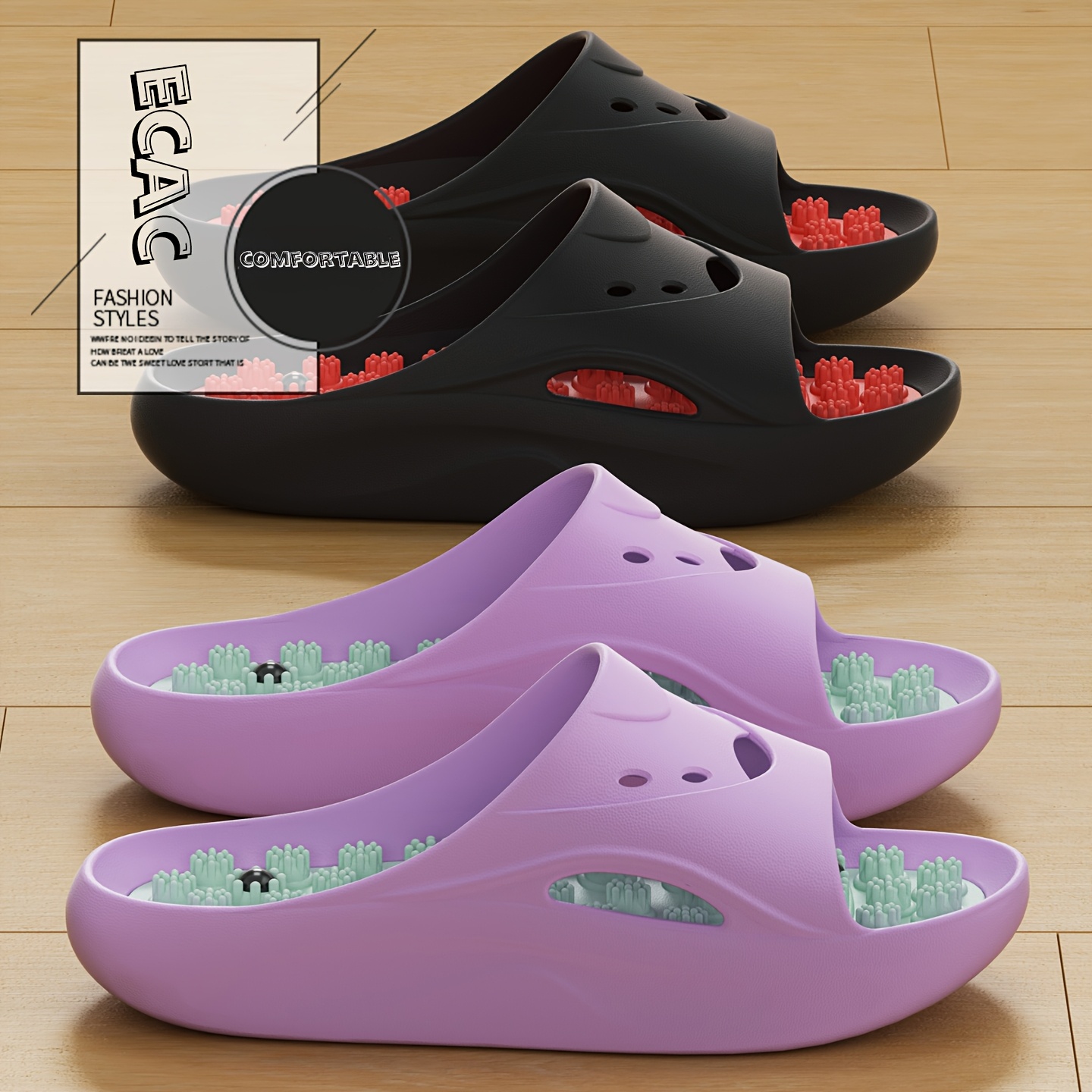 Men Shoes Size To Women - Damen Herren EVA Massage-Hausschuhe mit Dicker