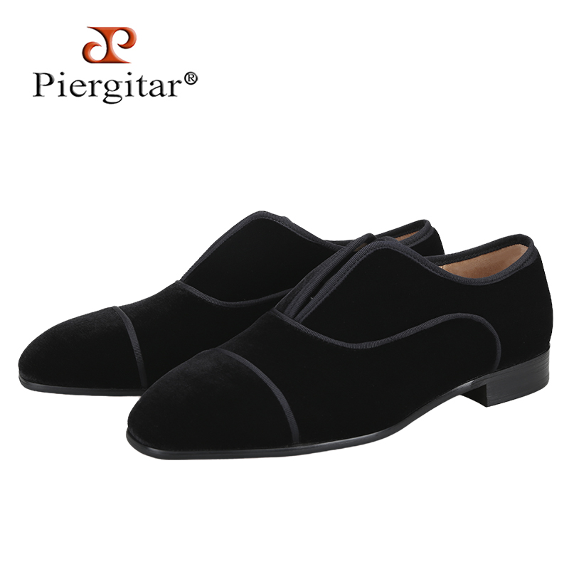 Men Shoes Red Bottom - Piergitar handgemachte schwarze Farbe Samt Oxford