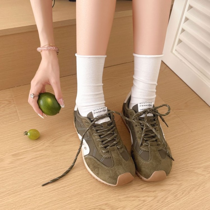 Casual Sneaker Low - Retro Color-Block-Sneaker für Damen, weiche, flache