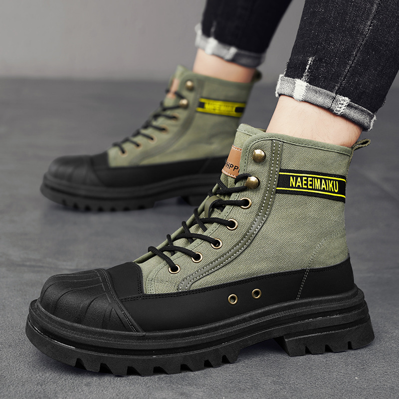 Men Shoes Ecco - Herren Leinwand Stiefel Mode High Top