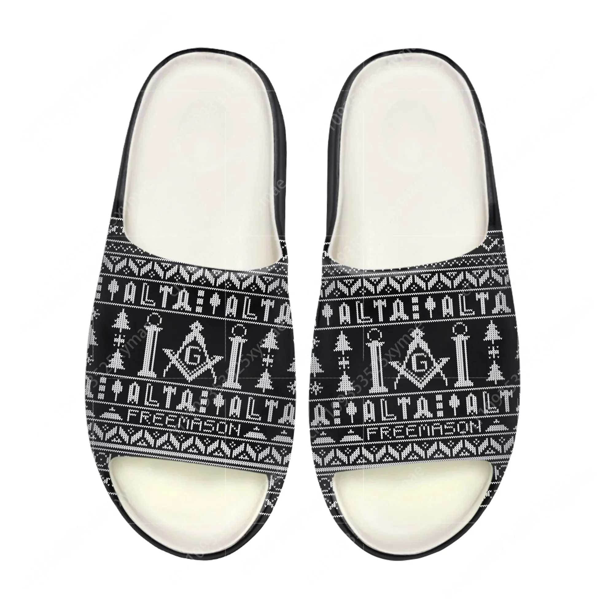 Men Shoes On - Freimaurer-Muster Weiche Sohle Hausschuhe für Herren,