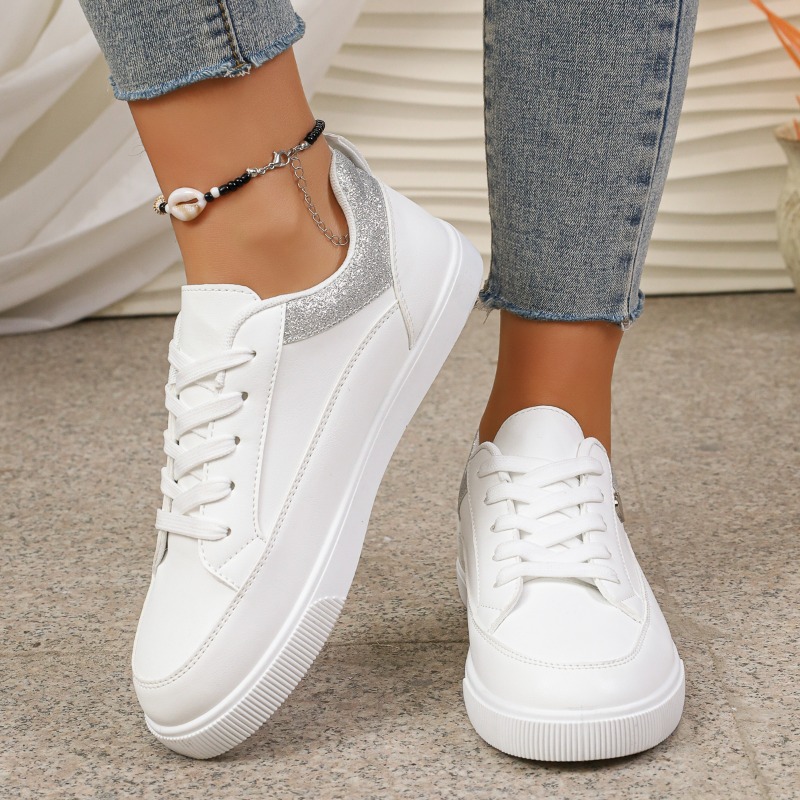 Damen Weiße Glitzer-Herz-Sneak – Casual Sneaker Low Bewertung und Preis